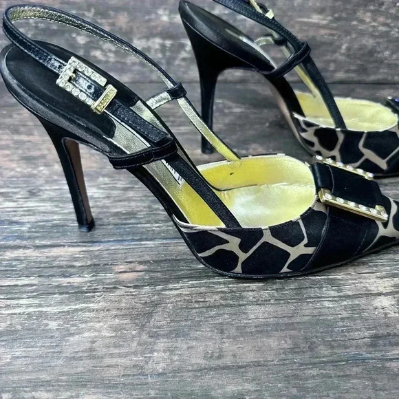 Luciano Padovan Made in ITALY Black & Beige Heeled Pumps Sandals size 39 - Picture 1 of 16